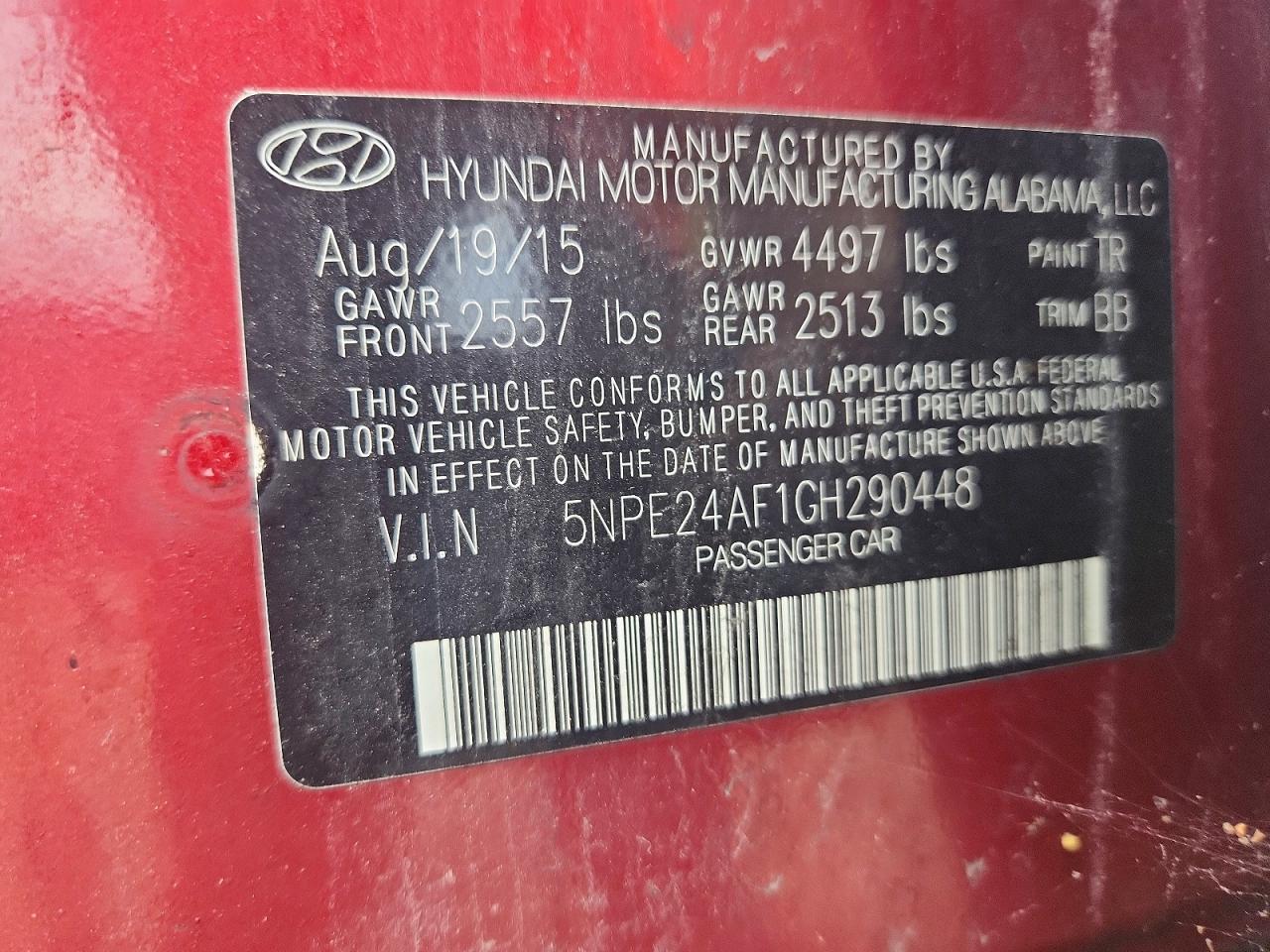 2016 HYUNDAI SONATA