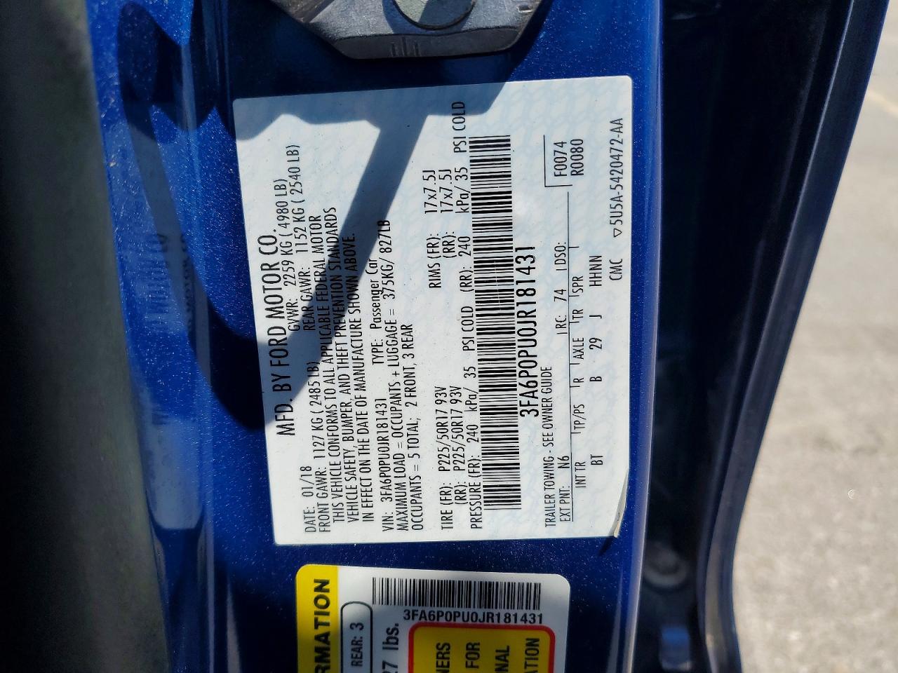 2018 FORD FUSION