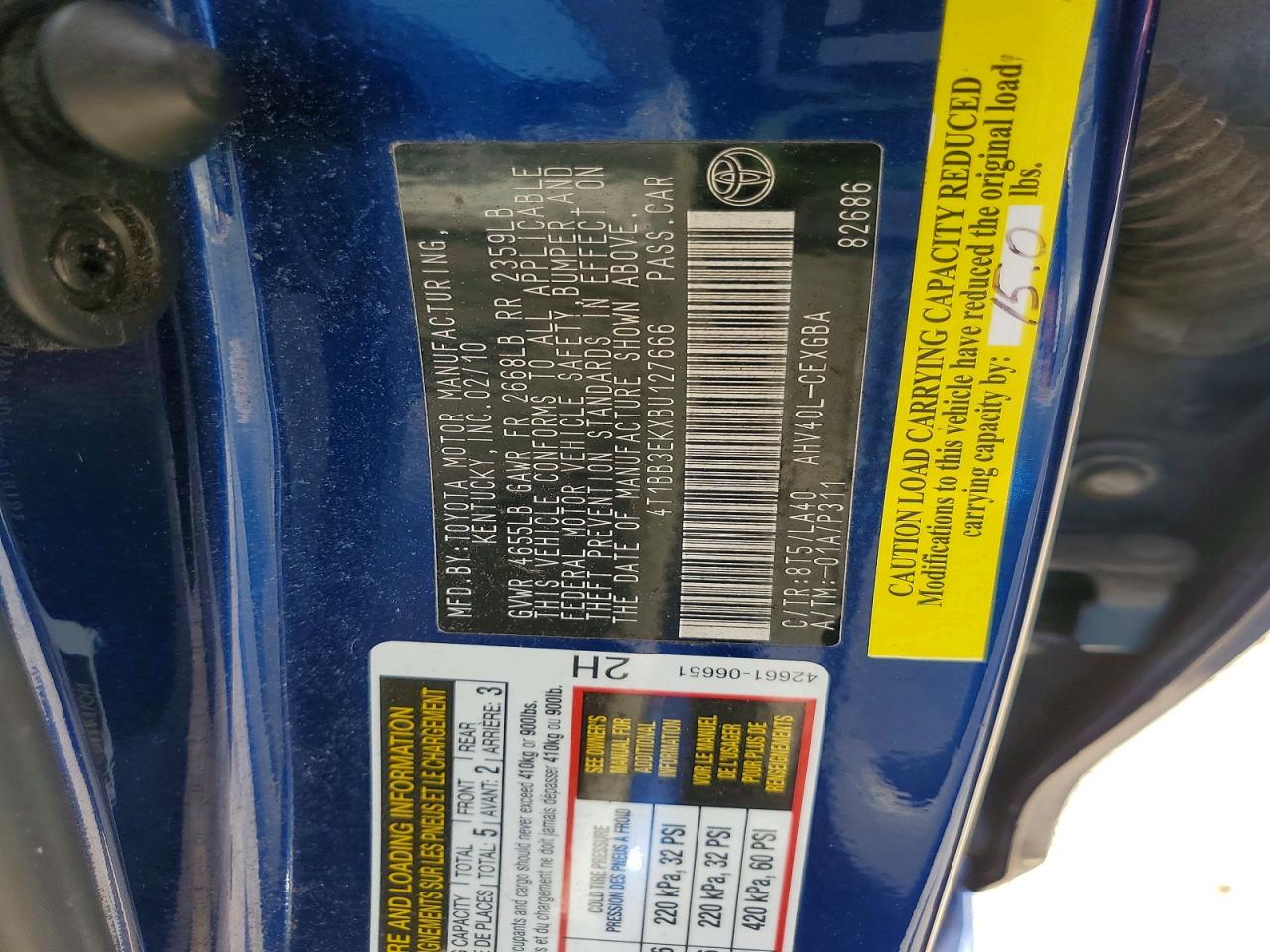 2011 TOYOTA CAMRY