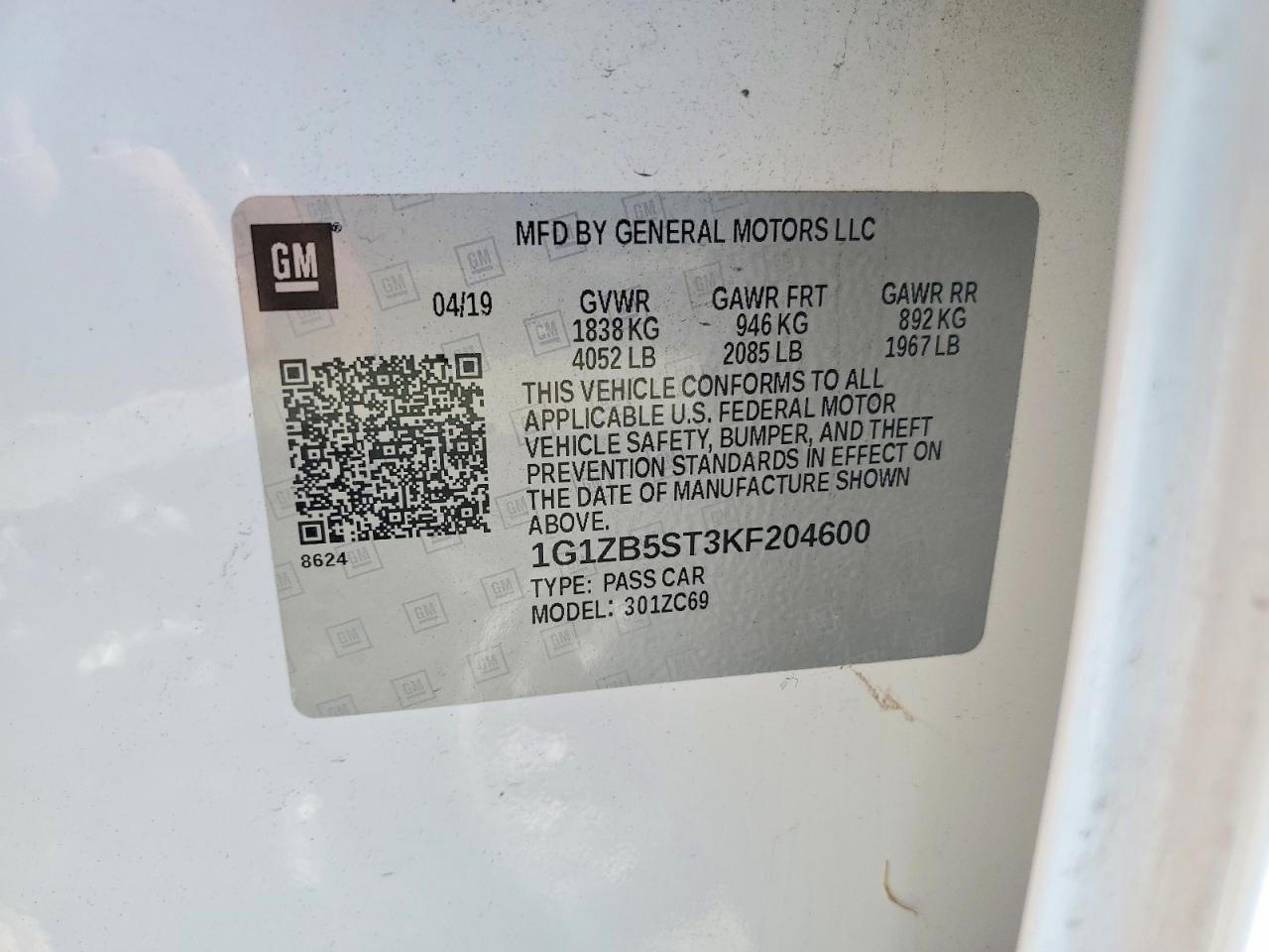 2019 CHEVROLET MALIBU