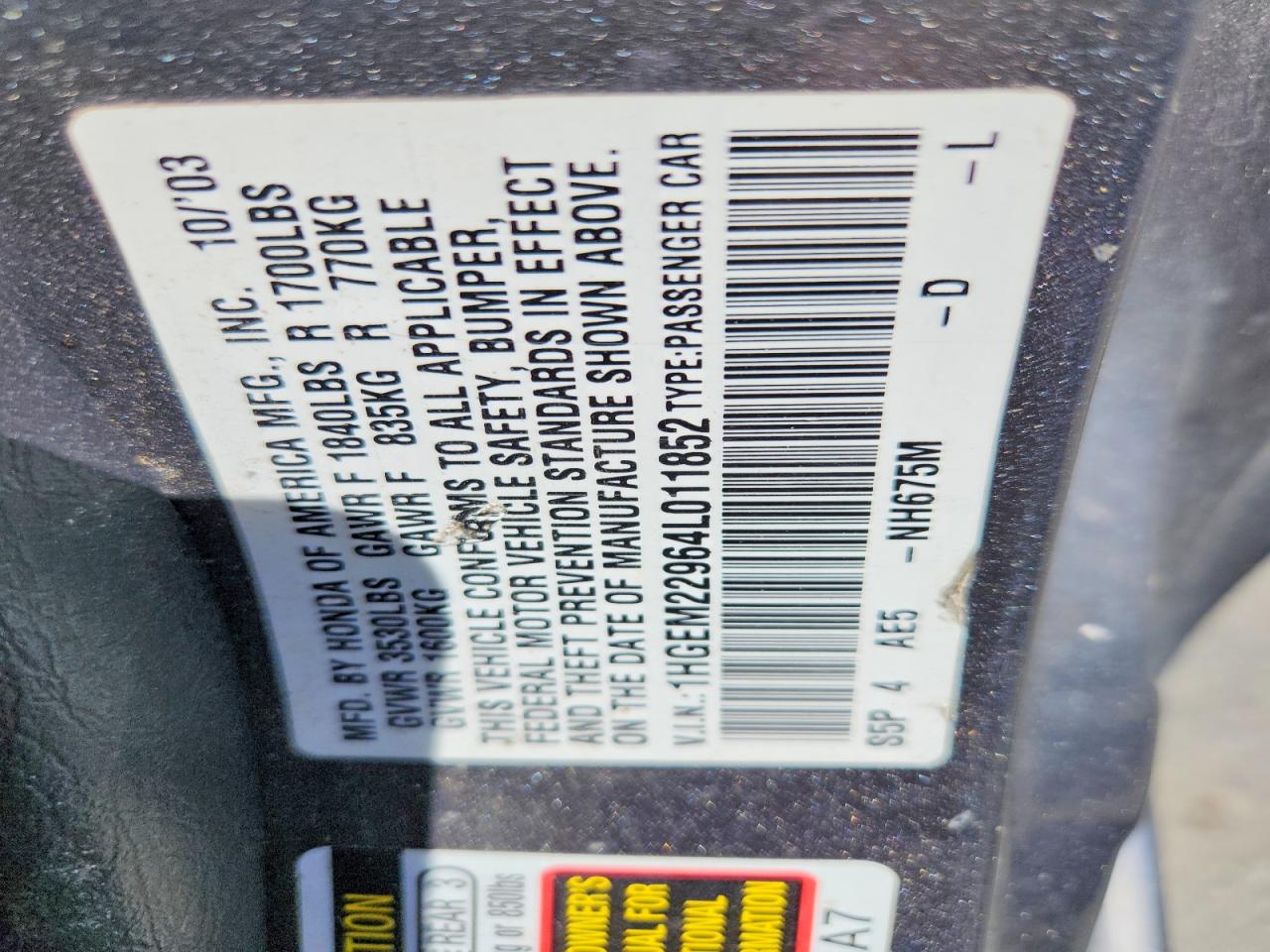 2004 HONDA CIVIC