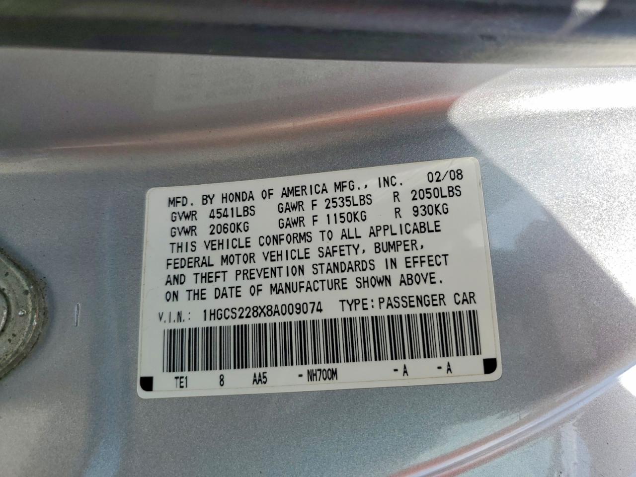 2008 HONDA ACCORD