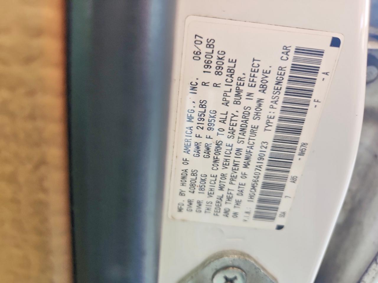 2007 HONDA ACCORD
