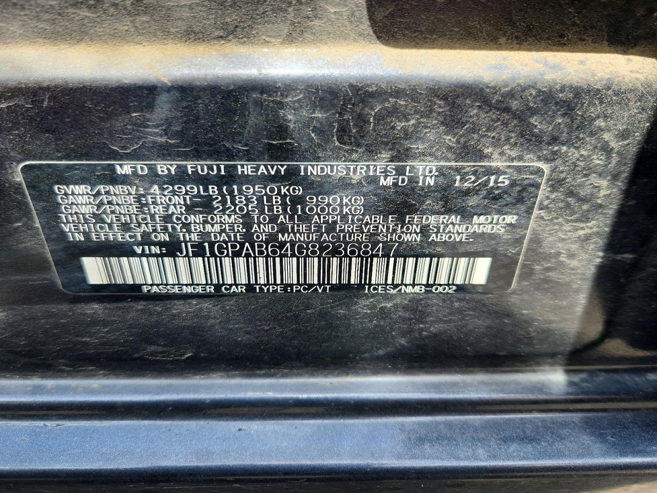 2016 SUBARU IMPREZA