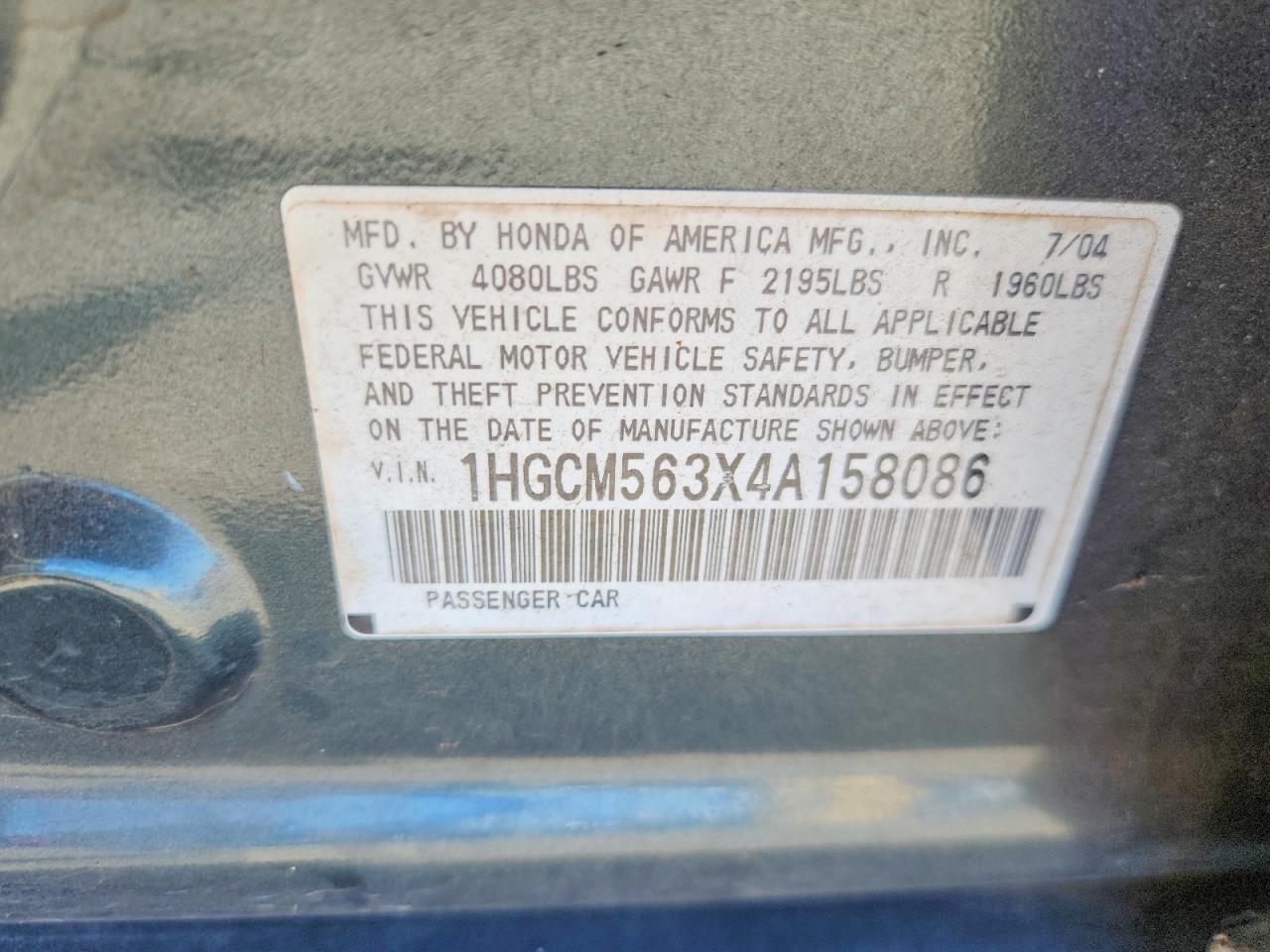 2004 HOND ACCORD