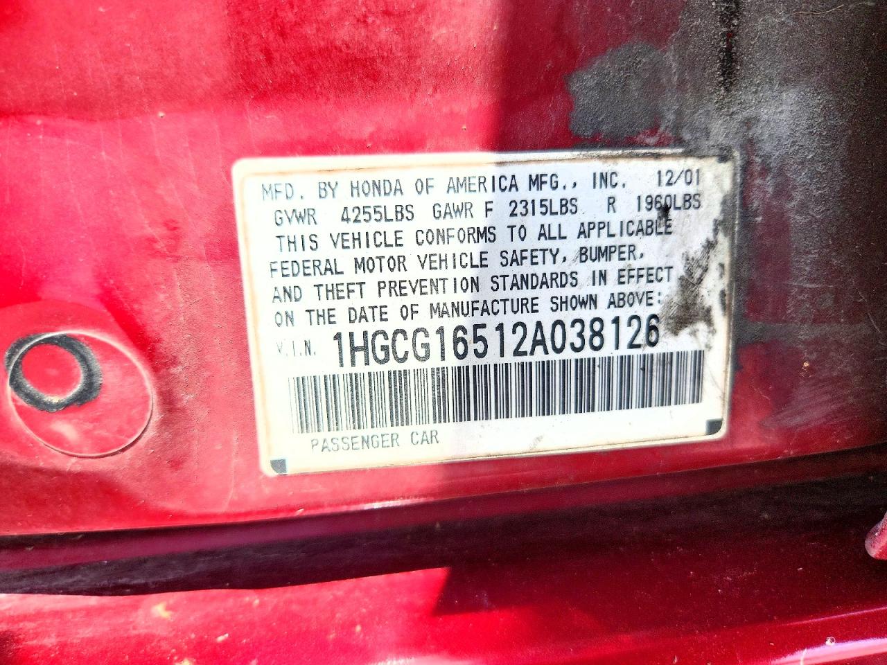 2002 HONDA ACCORD