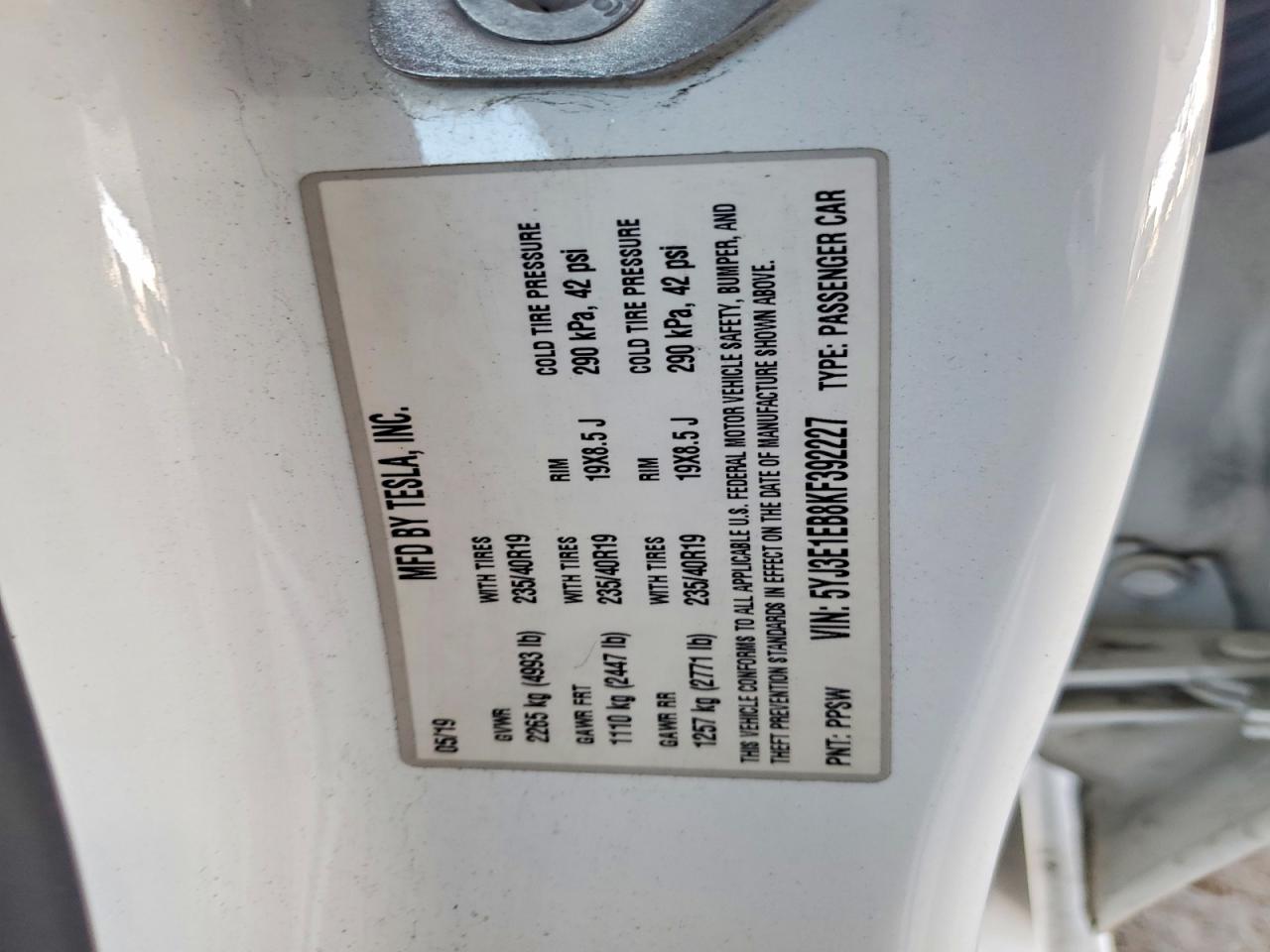 2019 TESLA MODEL 3