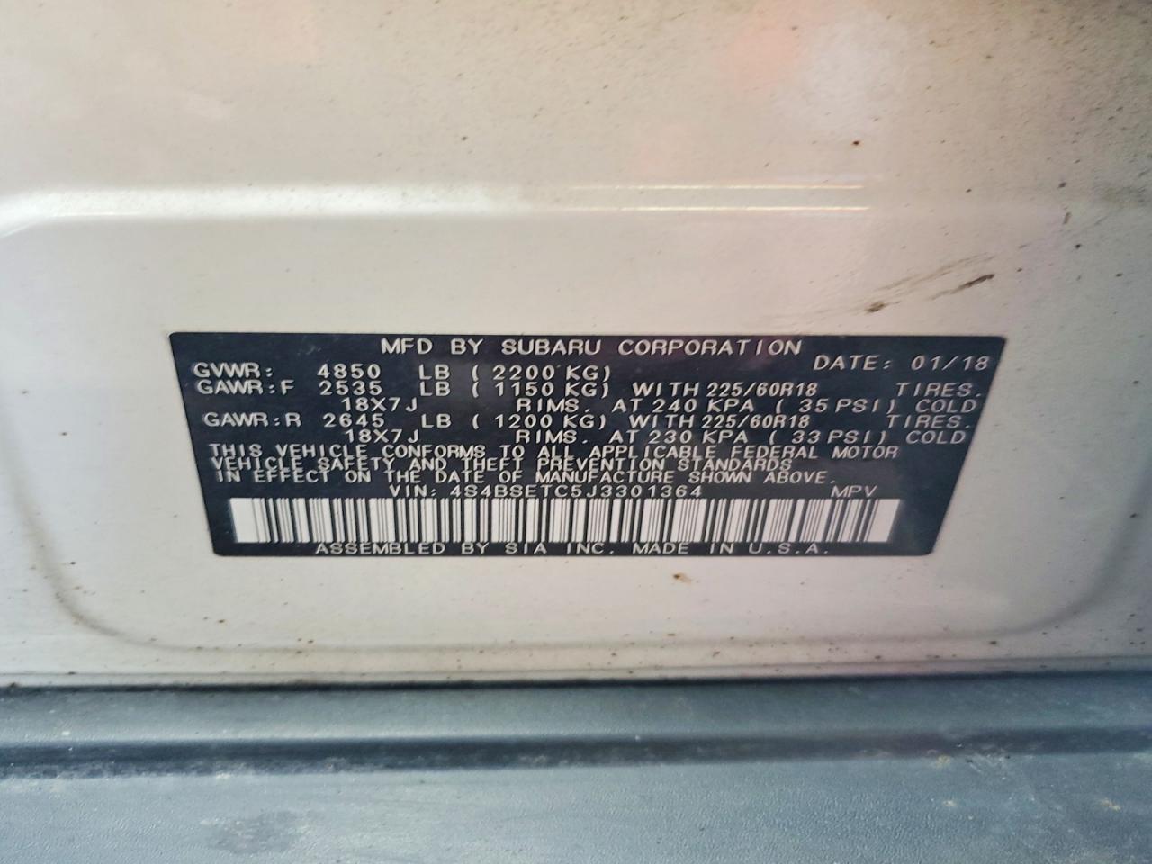 2018 SUBARU OUTBACK
