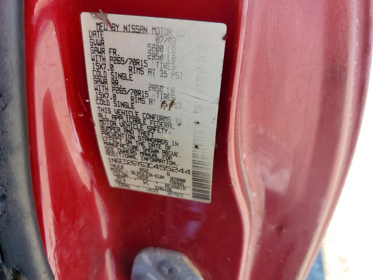 2003 NISSAN FRONTIER
