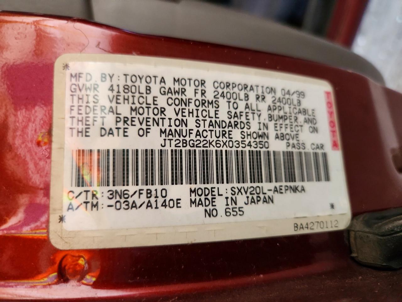 1999 TOYOTA CAMRY