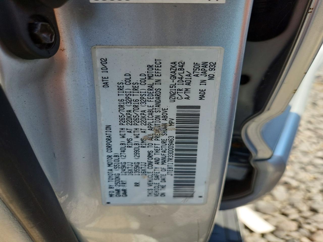 2003 TOYOTA 4RUNNER