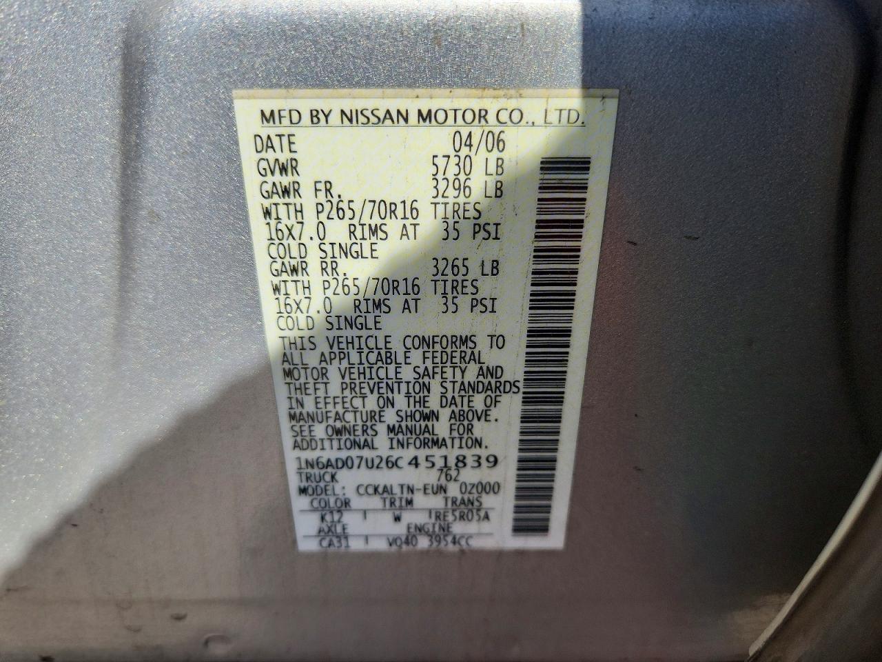 2006 NISSAN FRONTIER