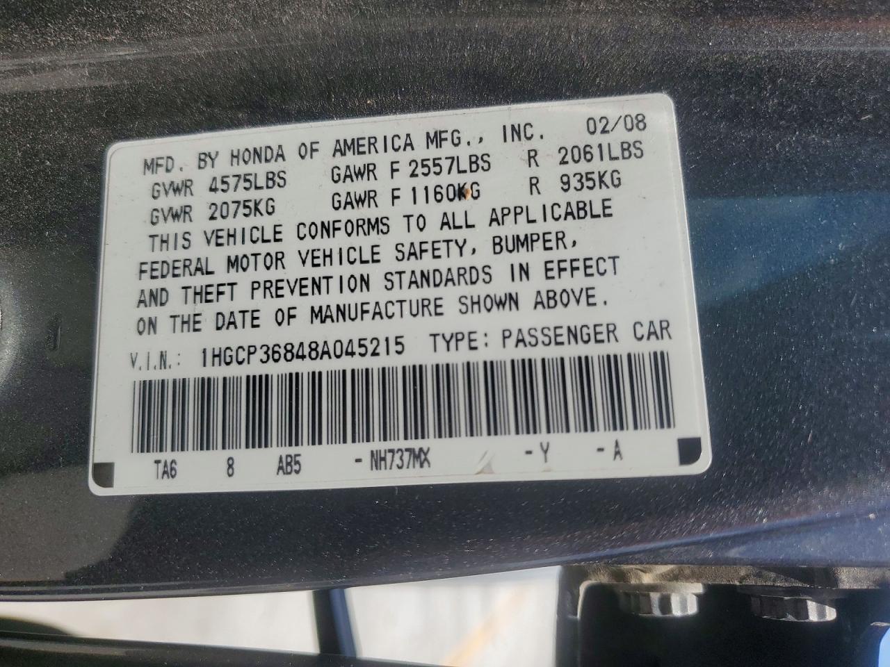 2008 HONDA ACCORD