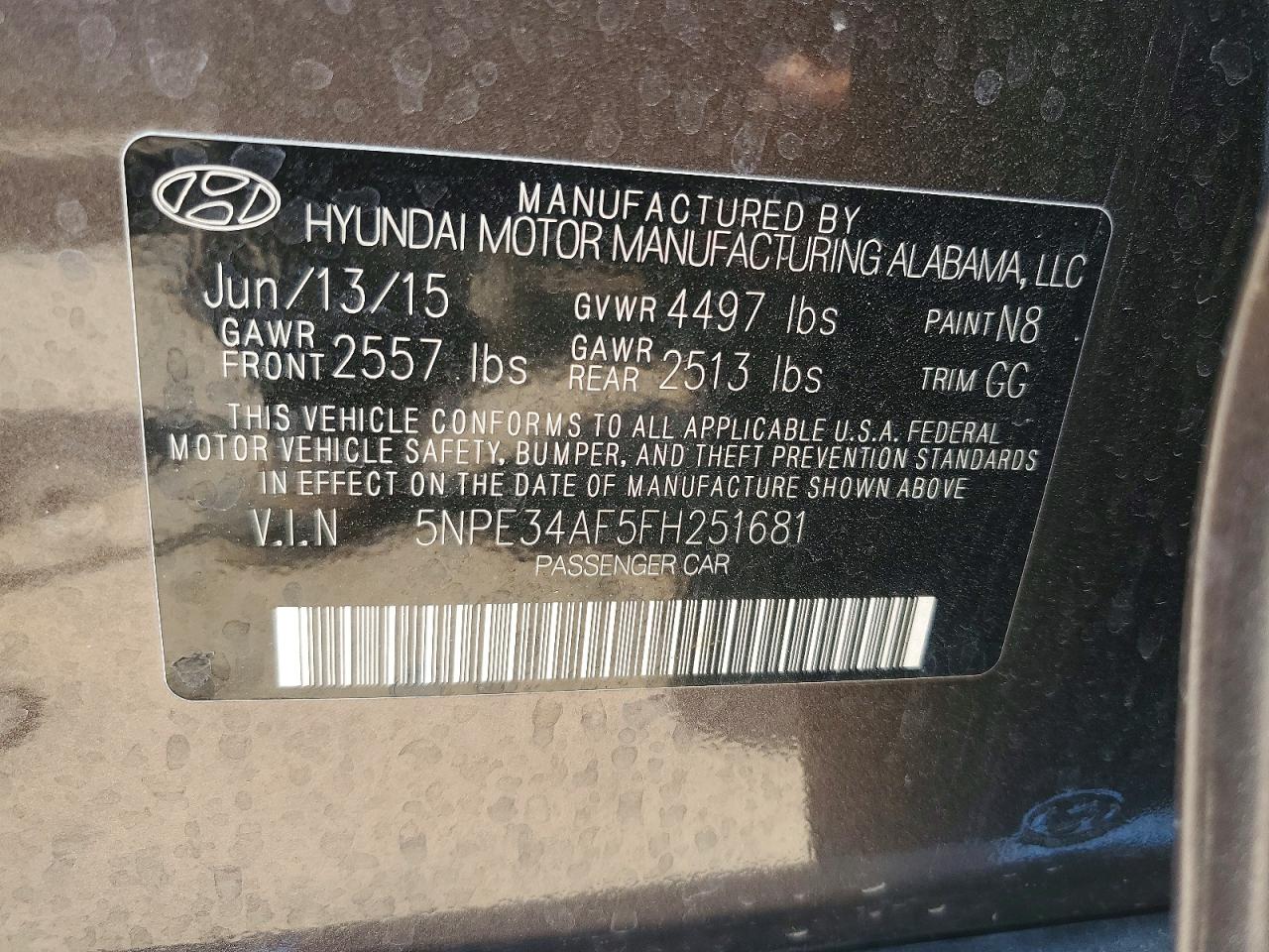 2015 HYUNDAI SONATA