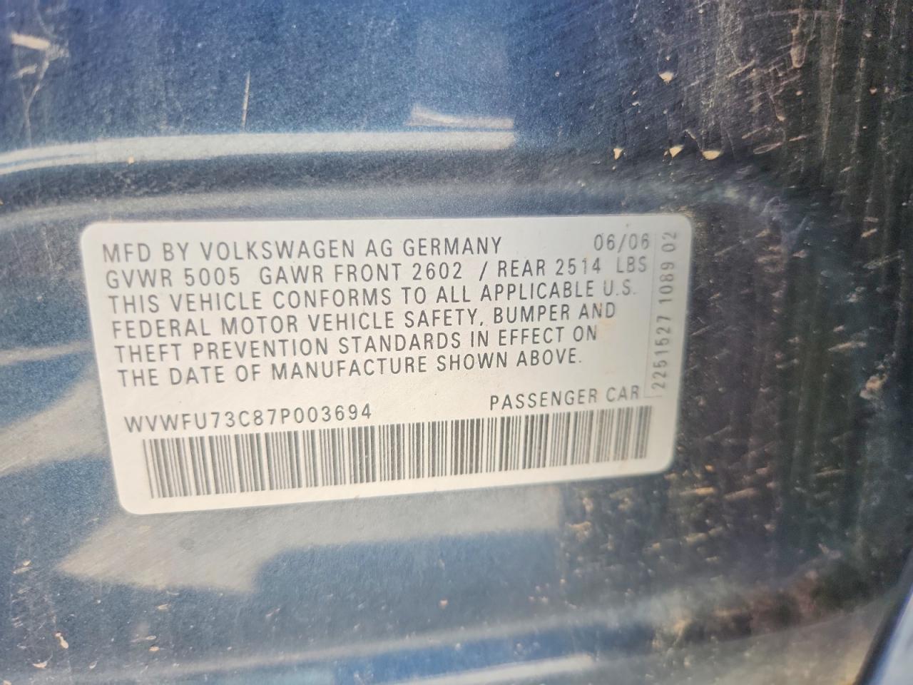 2007 VOLKSWAGEN PASSAT
