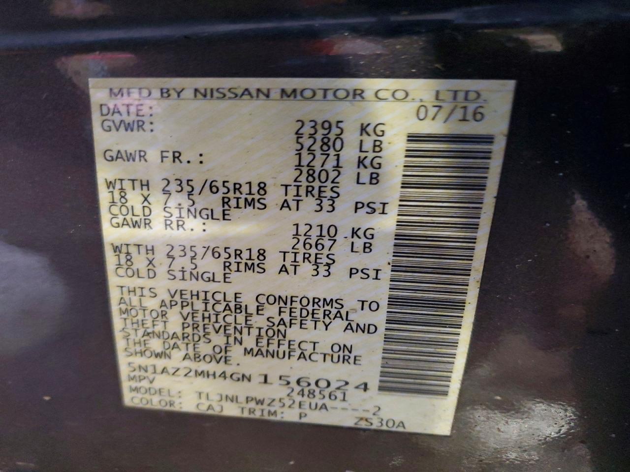 2016 NISSAN MURANO