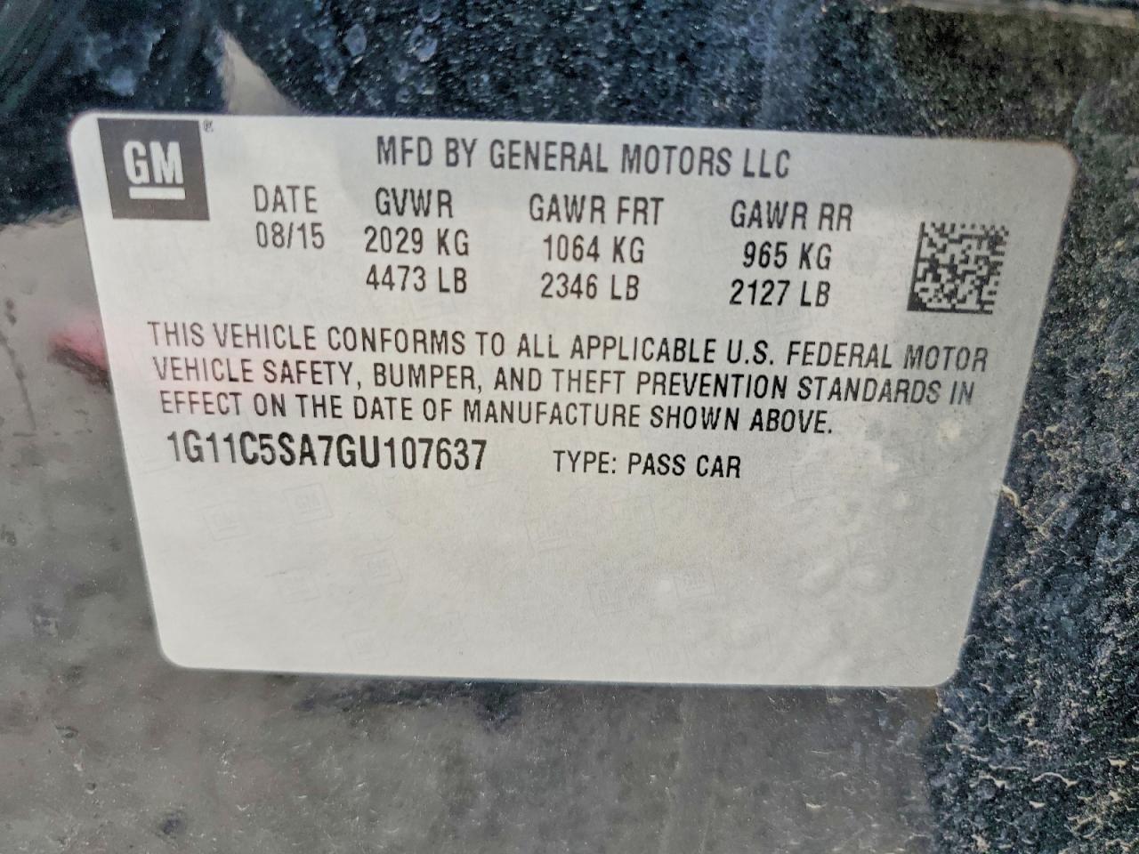 2016 CHEVROLET MALIBU