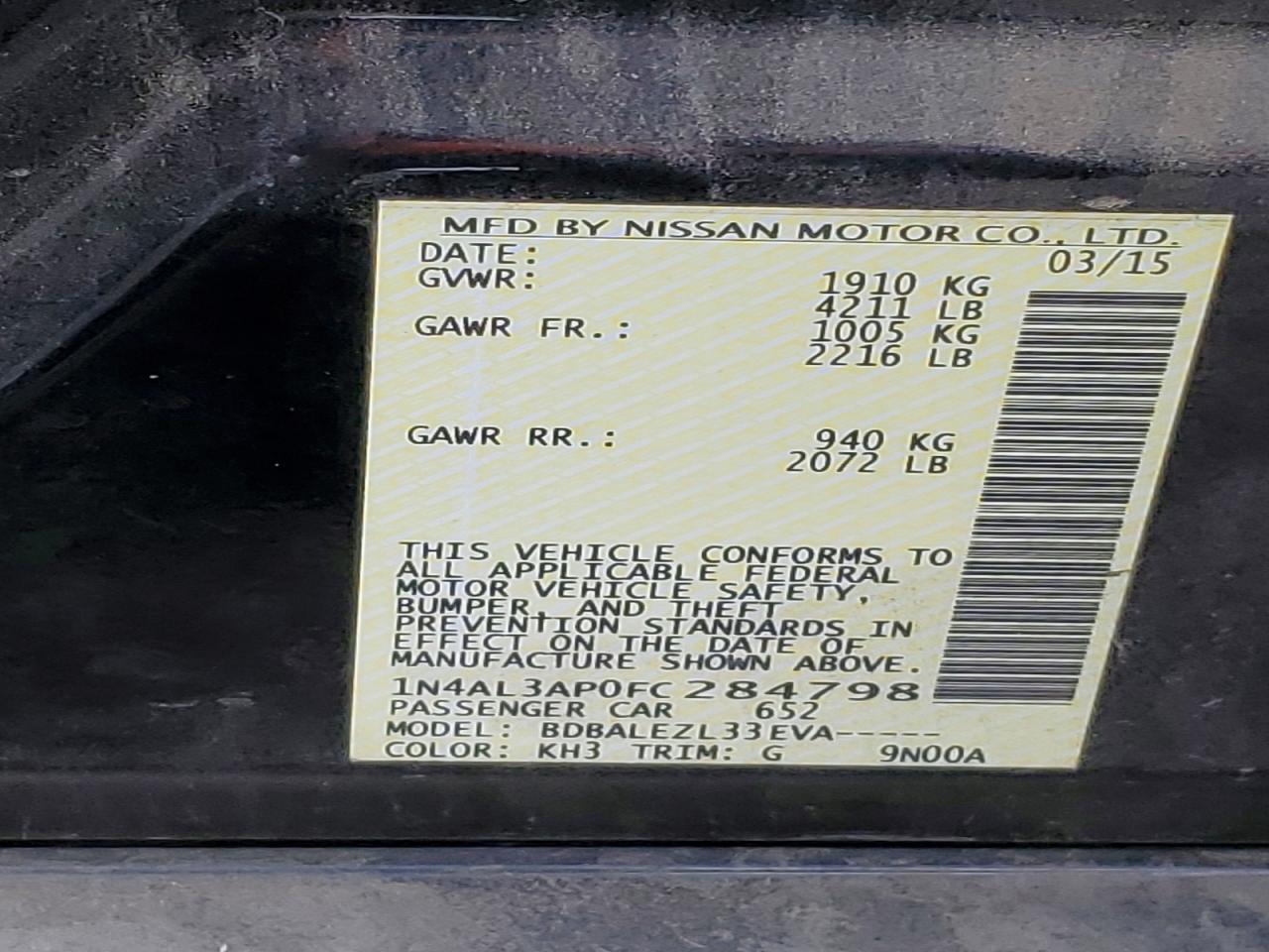 2015 NISSAN ALTIMA
