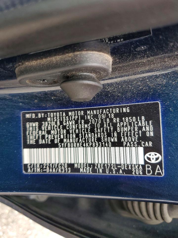 2019 TOYOTA COROLLA