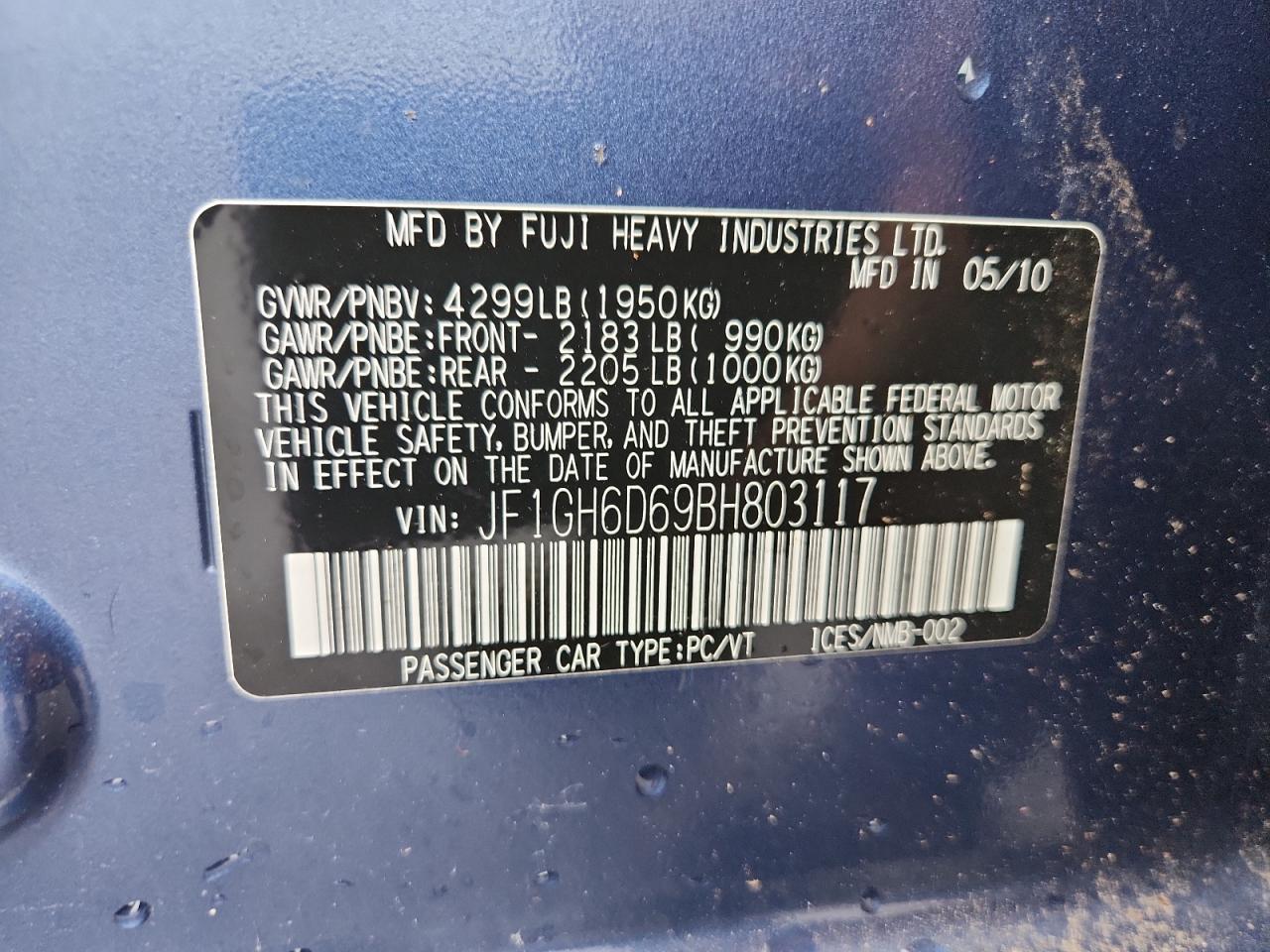 2011 SUBARU IMPREZA