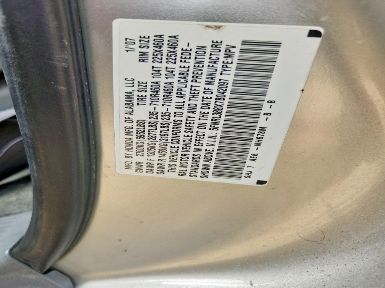 2007 HONDA ODYSSEY