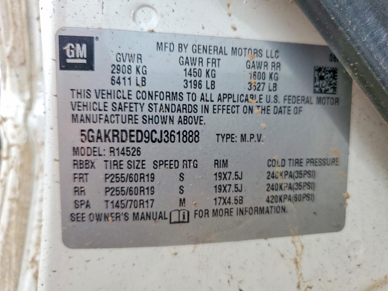 2012 BUICK ENCLAVE