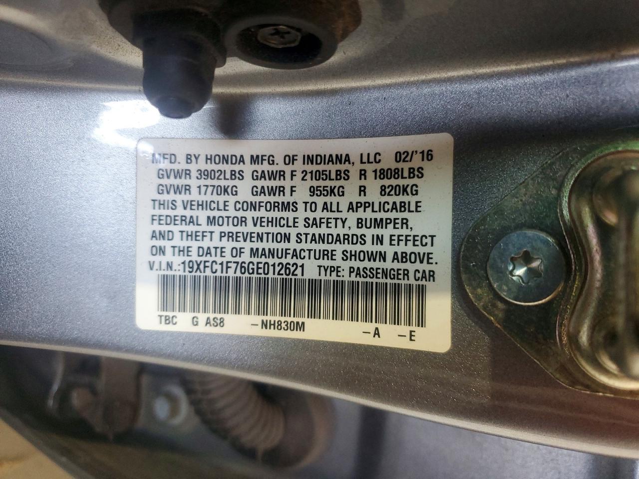 2016 HONDA CIVIC