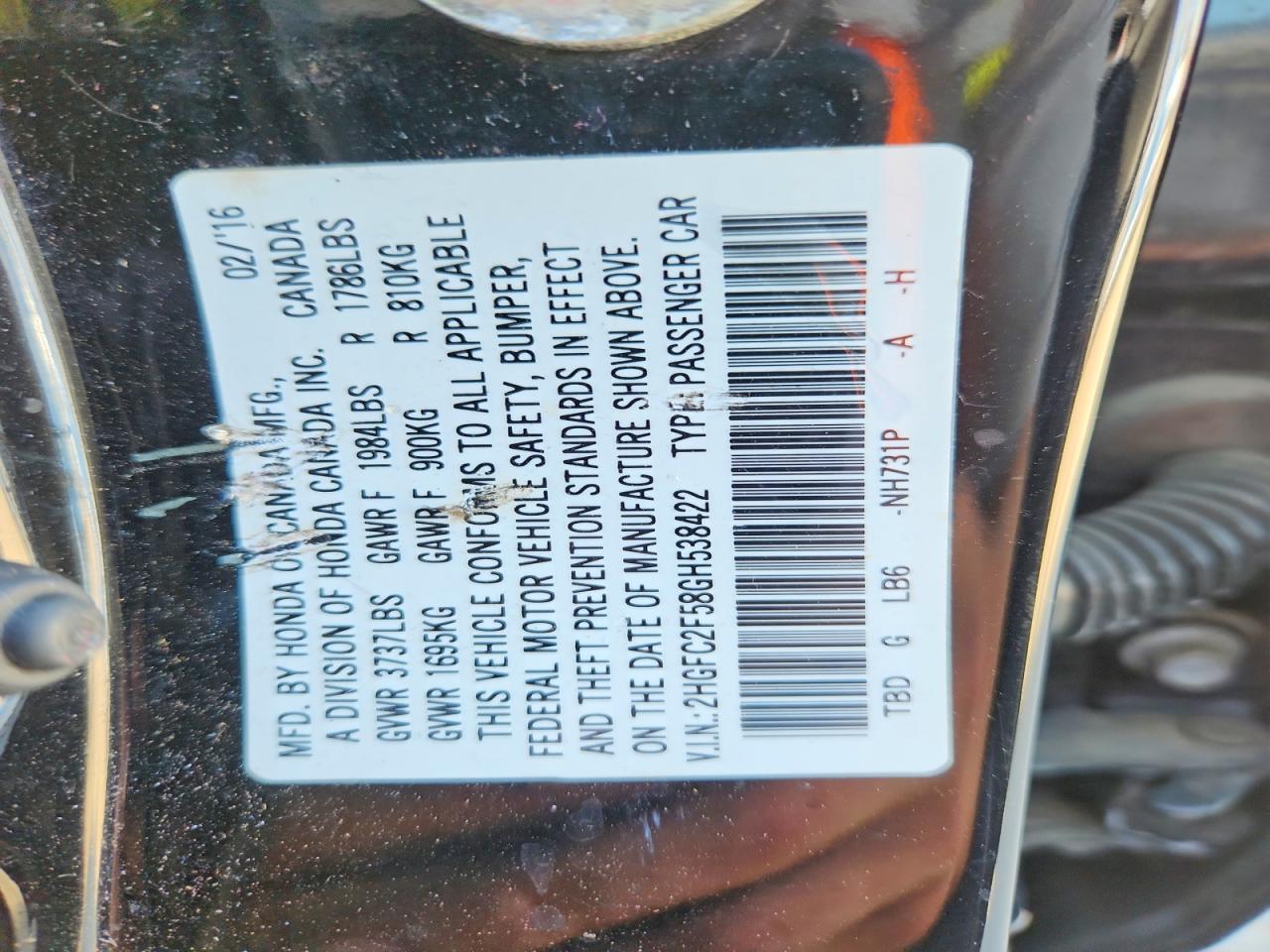 2016 HONDA CIVIC