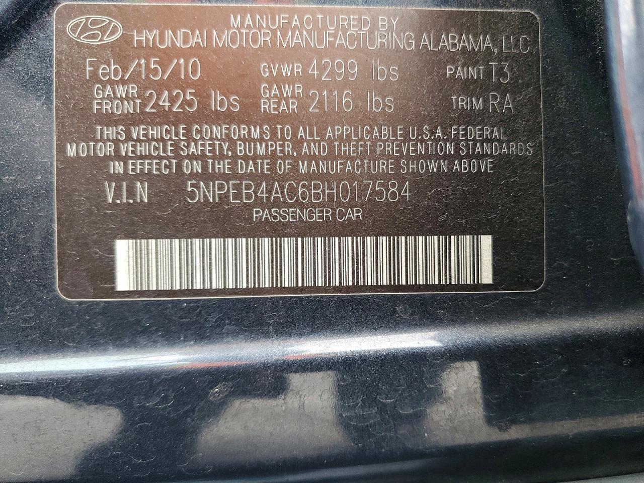 2011 HYUNDAI SONATA