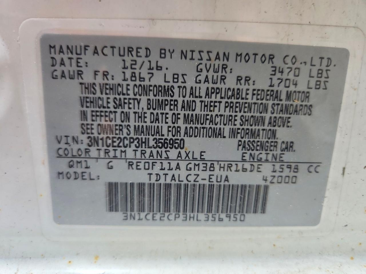 2017 NISSAN VERSA