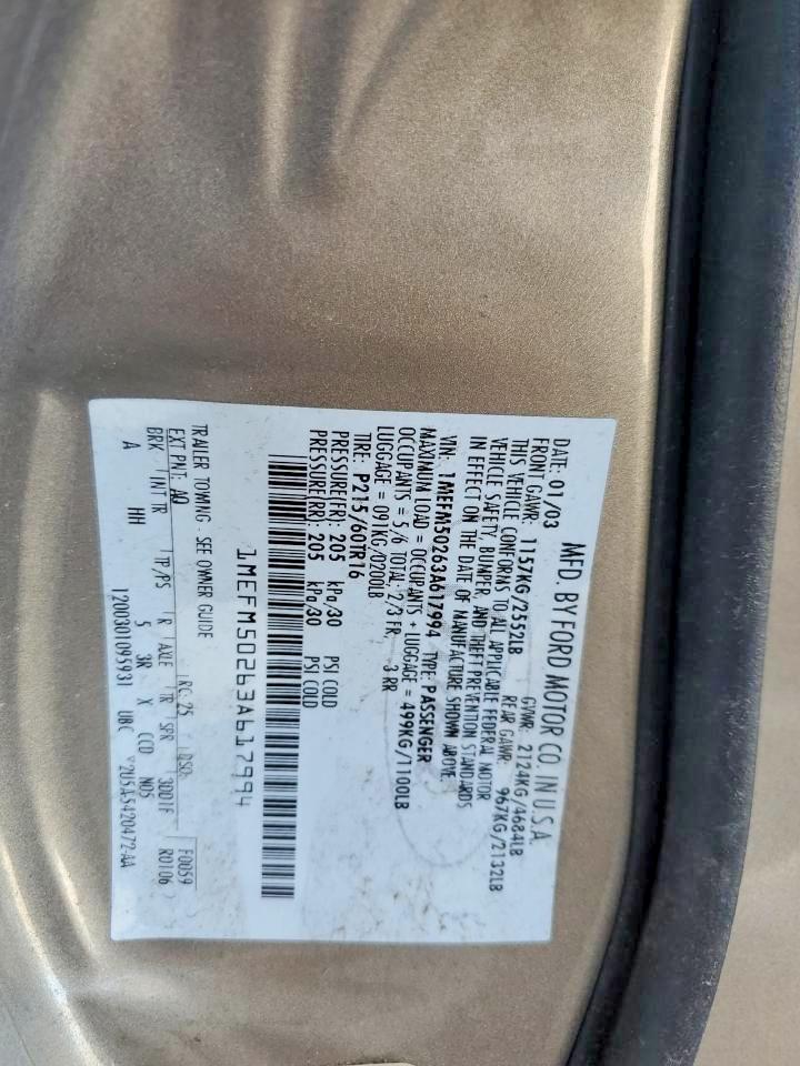 2003 MERCURY SABLE