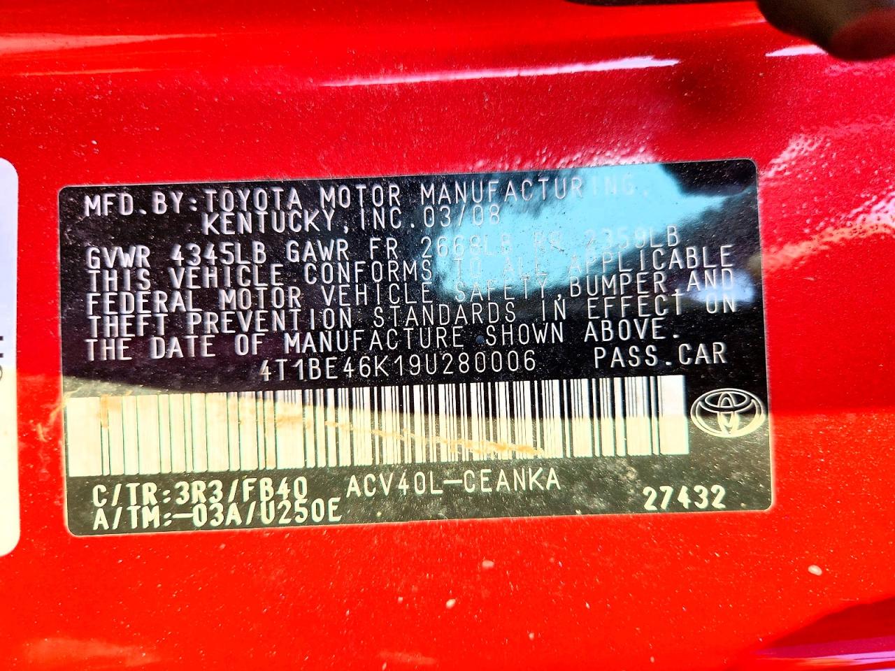 2009 TOYOTA CAMRY