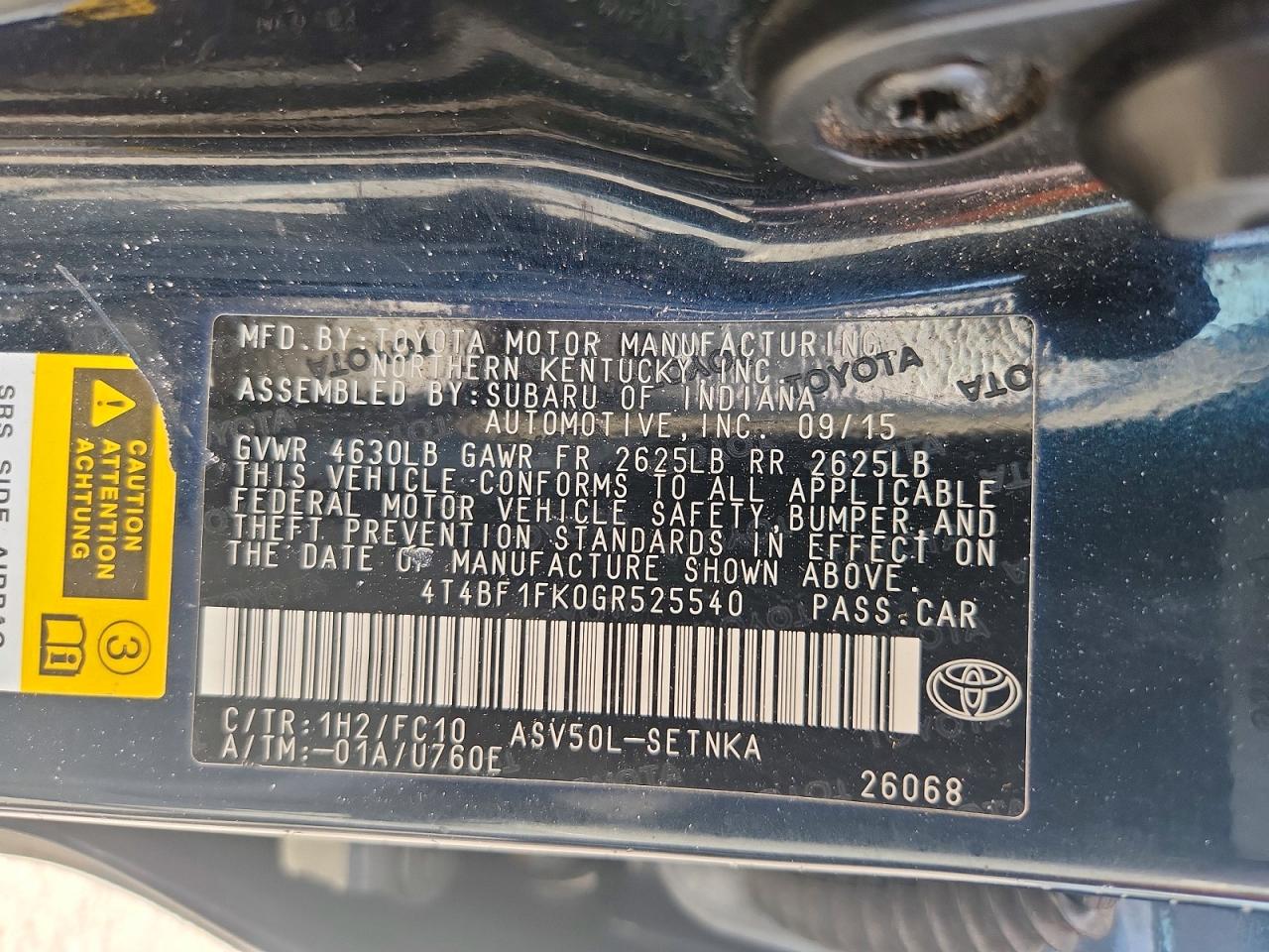 2016 TOYOTA CAMRY