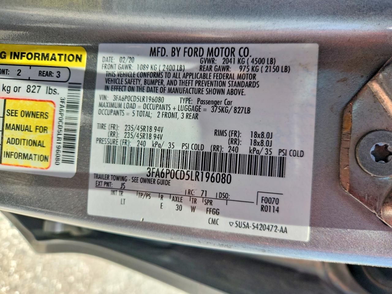2020 FORD FUSION