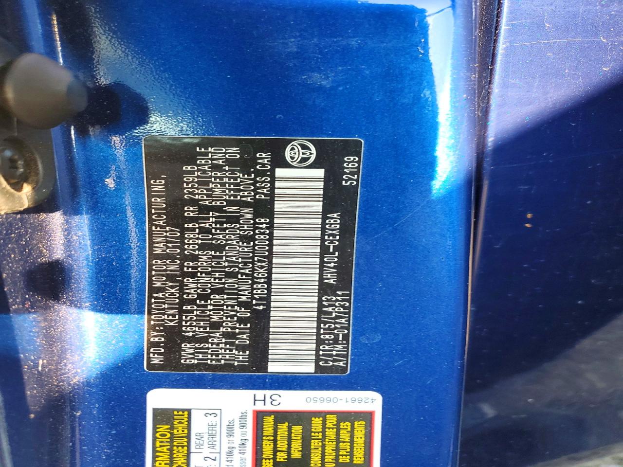 2007 TOYOTA CAMRY