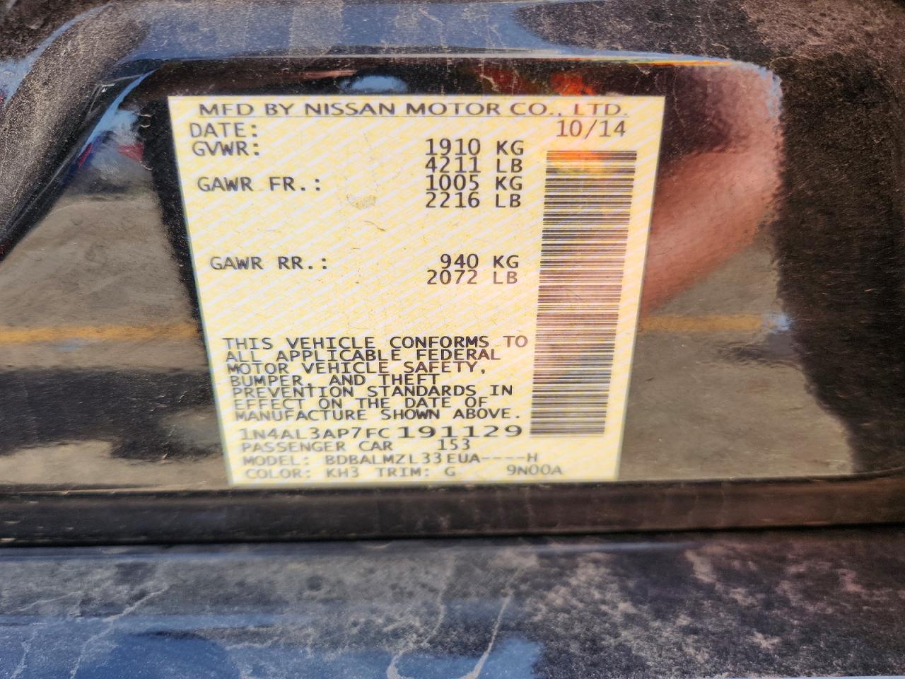 2015 NISSAN ALTIMA
