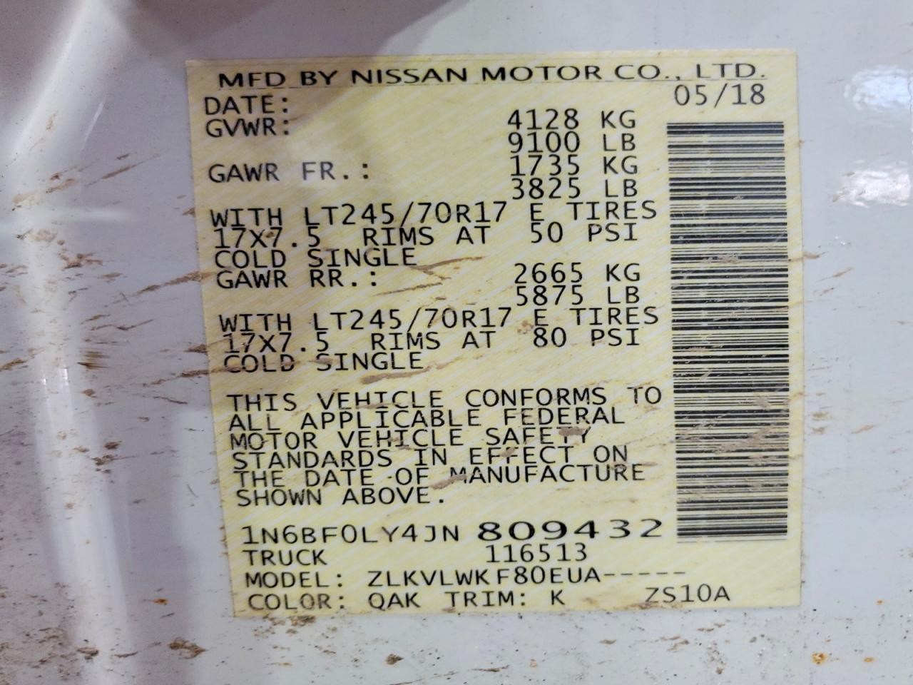 2018 NISSAN NV