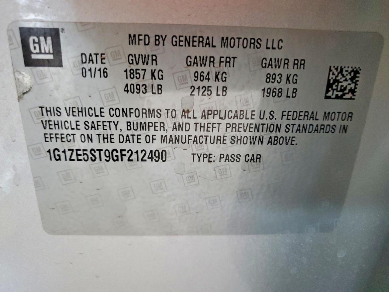 2016 CHEVROLET MALIBU