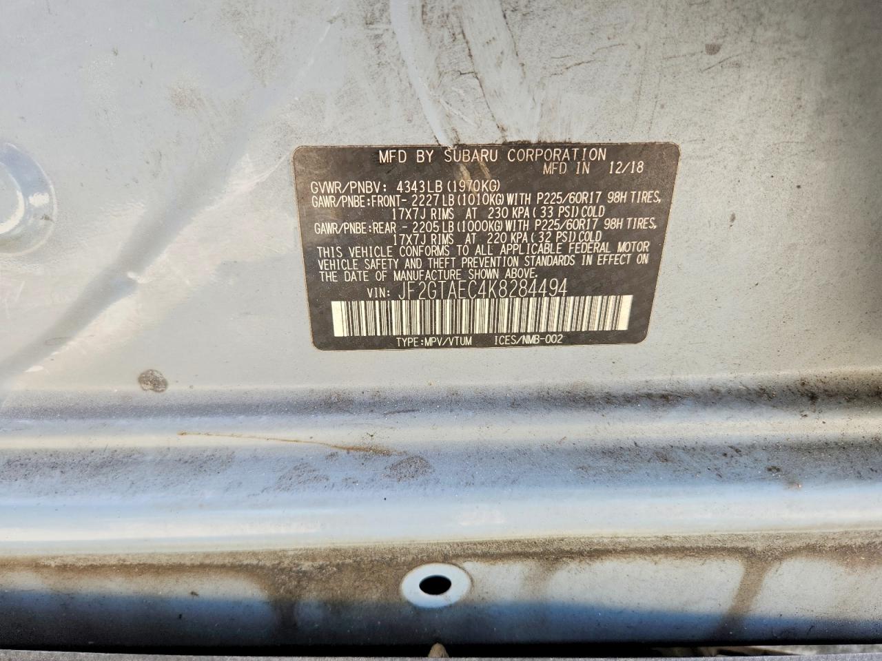 2019 SUBARU CROSSTREK