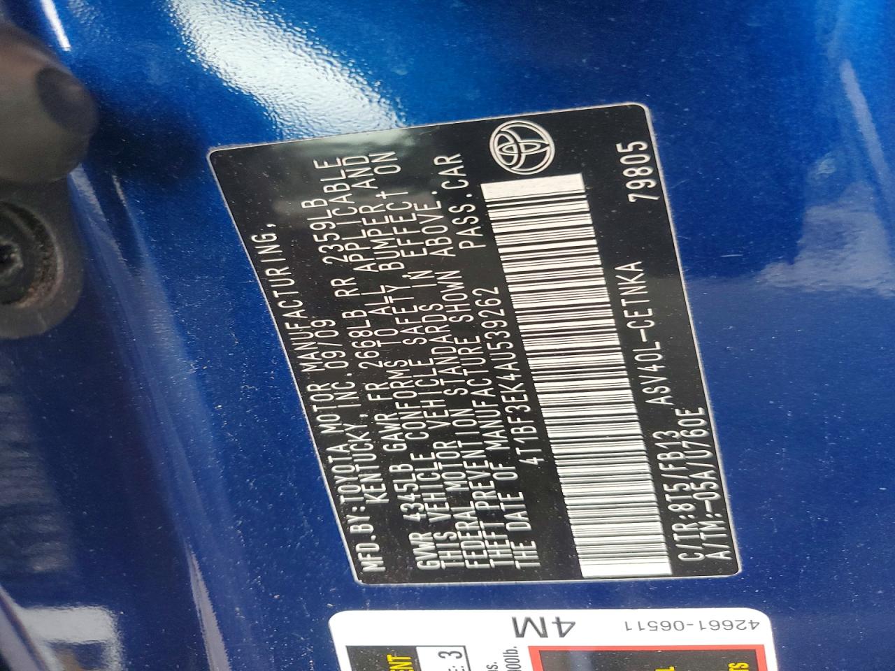 2010 TOYOTA CAMRY