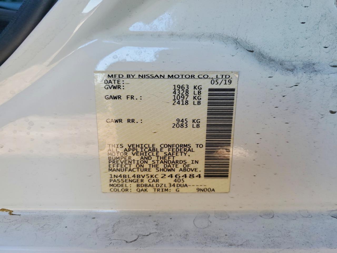 2019 NISSAN ALTIMA