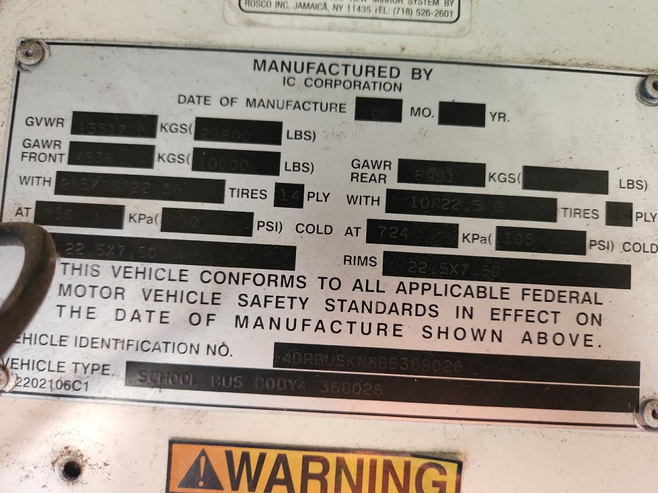 2011 IC CORPORATION CE SERIES