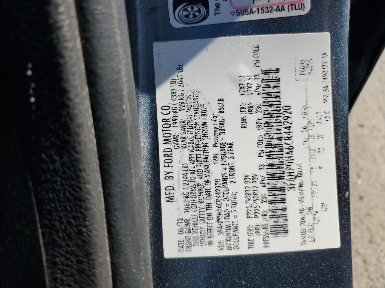 2012 FORD FUSION