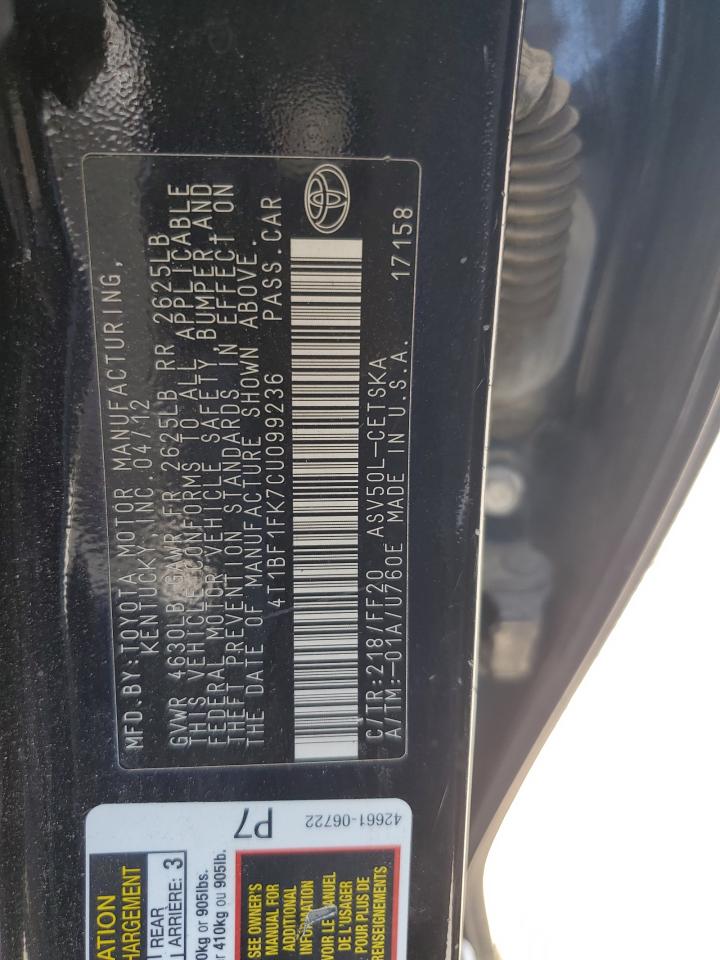 2012 TOYOTA CAMRY