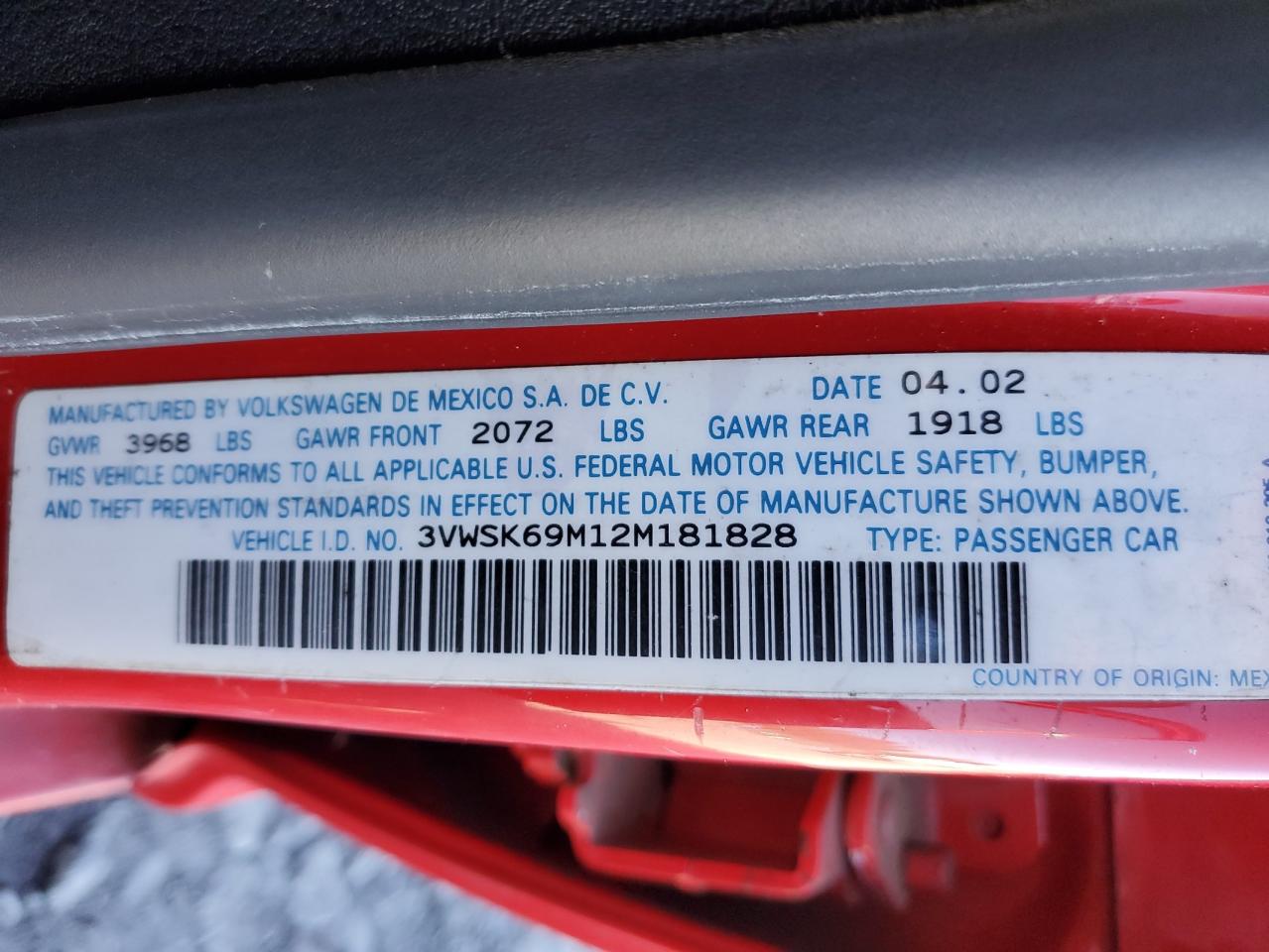 2002 VOLKSWAGEN JETTA