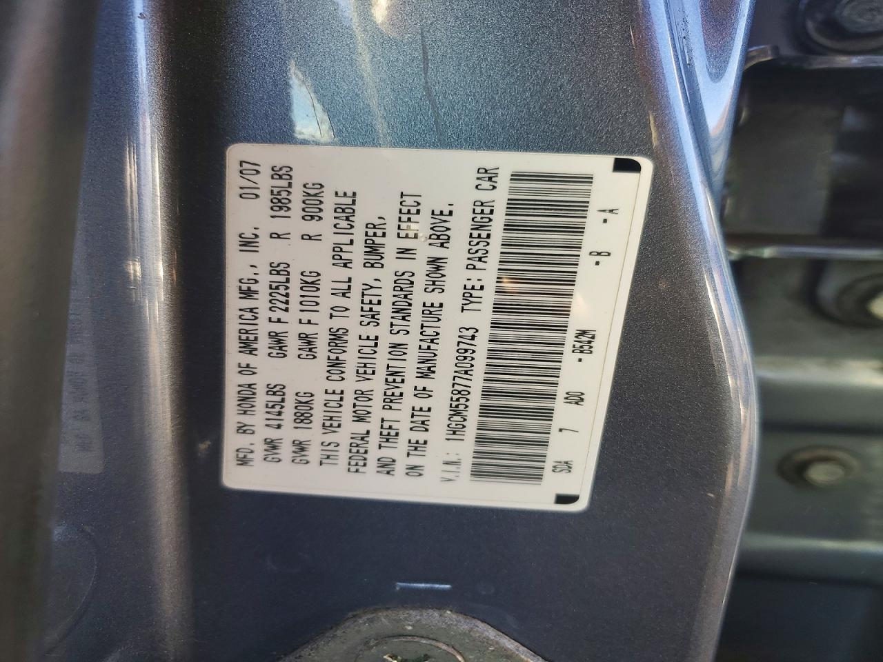 2007 HONDA ACCORD
