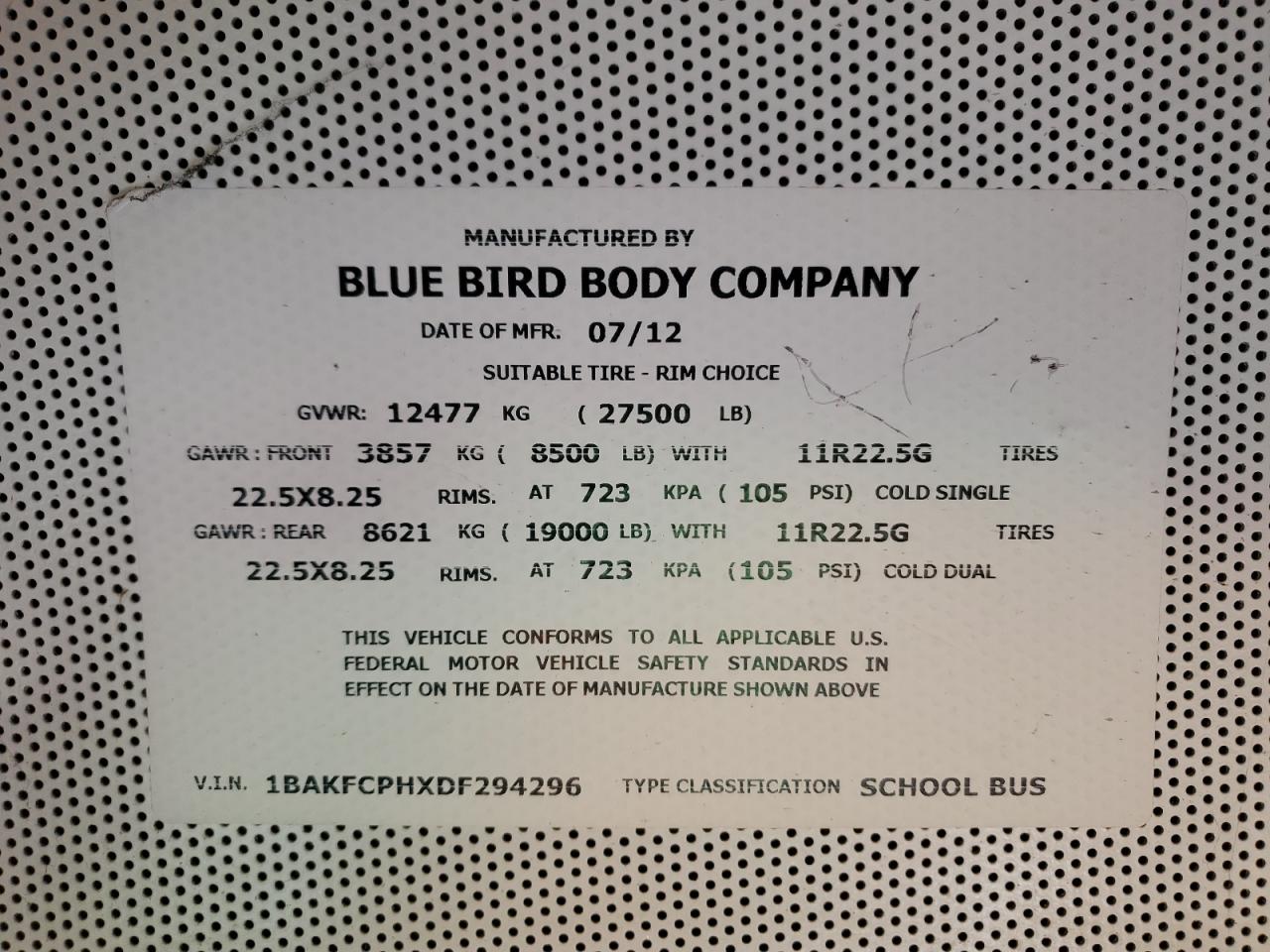 2013 BLUE BIRD ALL MODELS