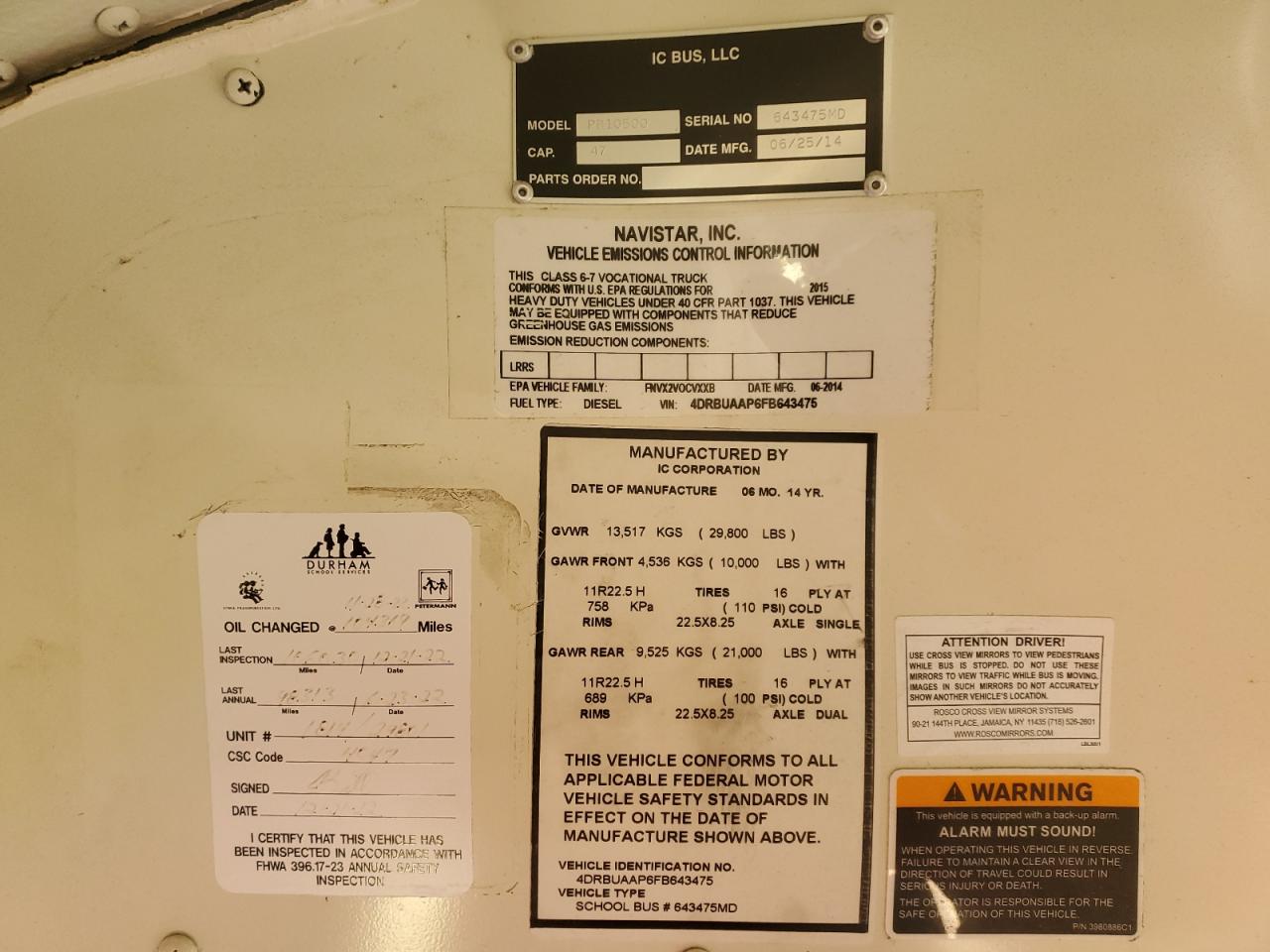 2015 IC CORPORATION CE SERIES
