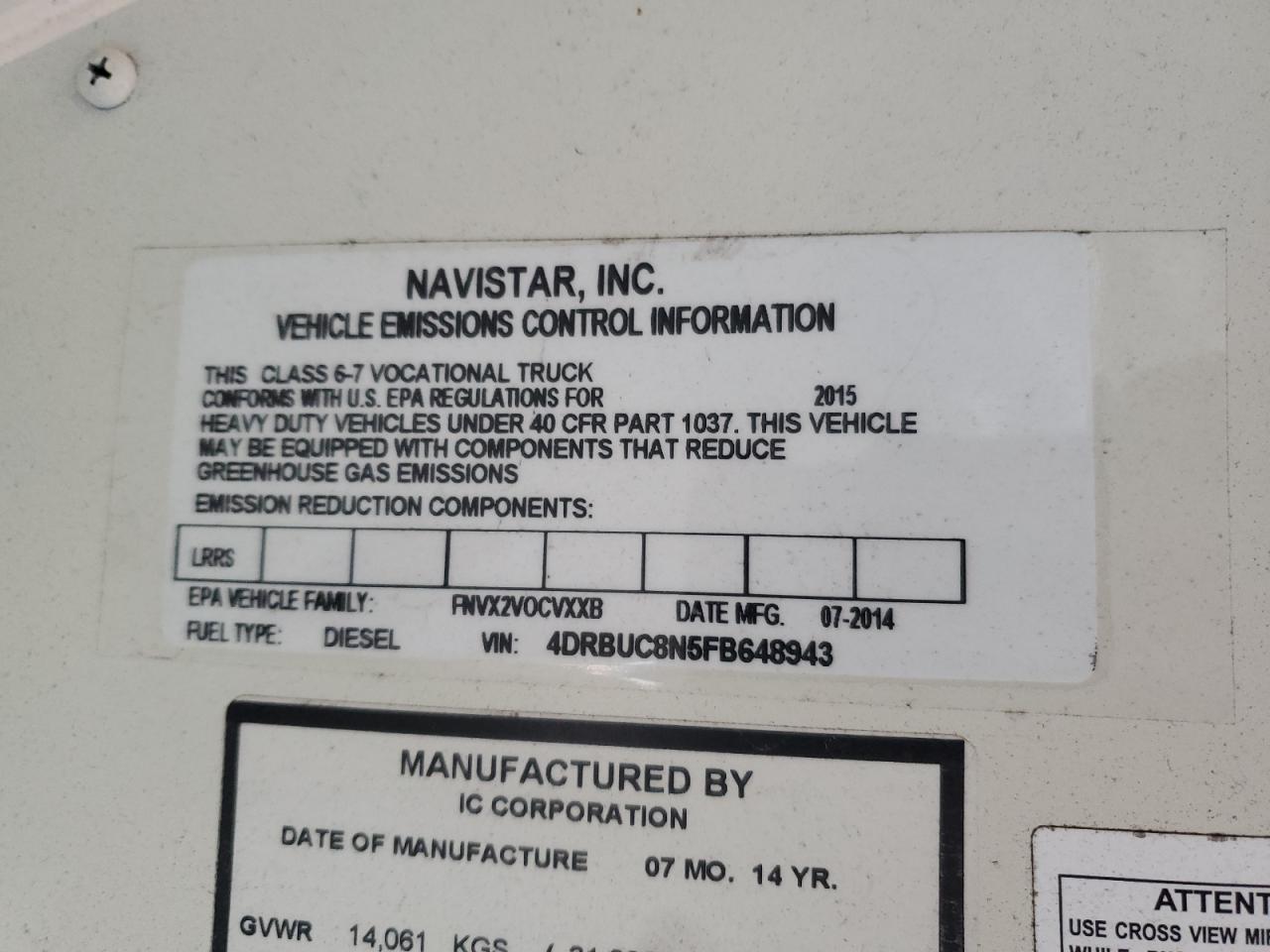 2015 IC CORPORATION CE SERIES