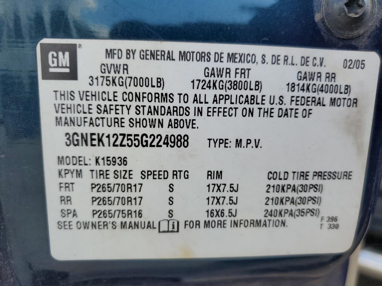 2005 CHEVROLET AVALANCHE